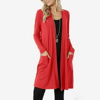 Ženski kaputi i jakne u A-listi-modni jednobojni kardigan dugih rukava Jesen casual kaput bluza lubenica crvena
