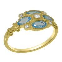 Ženski zaručnički prsten od 14k žutog zlata britanske proizvodnje sa sintetičkim kubičnim cirkonijem i prirodnim