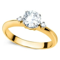 0. Karat okrugli rez moissanit u 18k žutom zlatu zaručnički prsten od kamena za ženski nakit, veličine prstena-8,5