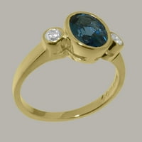 Britanci su napravili 9k žuto zlato Natural London Blue Topaz & Cubic Circonia Women Fait Ring - Veličina Opcije