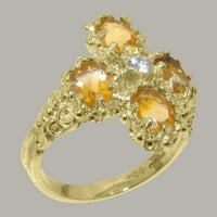 Britanci su napravili 14k žuto zlato prirodni dijamant i citrin ženski zaručnički prsten - Opcije veličine - Veličina