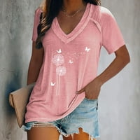 Ženske trendovske kauzalne v vrat Slatka grafička majica bluza majica s kratkim rukavima Ljetni vrhovi vrhovi