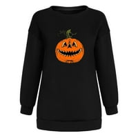 Majica za Noć vještica s printom bundeve, široki pulover za jesen / zimu s okruglim vratom i dugim rukavima za