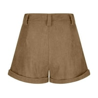 ; / ženske ljetne modne kratke hlače s džepovima visokog struka jednobojne hlače elastični pojas široke kratke