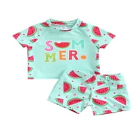 Dječji kupaći kostim za djevojčice i dječake, Majica kratkih rukava s okruglim vratom s printom lubenice s kratkim