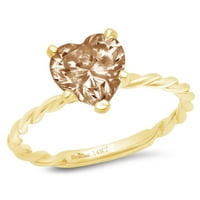Vjenčani prsten od žutog zlata od 18 karata s imitacijom dijamanta u obliku srca od 2,0 karata, veličine 6,25