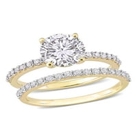 3- Carat T.G.W. Stvorio bijeli safir 10kt zaručnički prsten od žutog zlata