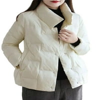 & Ženska izolirana jakna jednoredna gornja odjeća kaput dugih rukava Casual jednobojna bijela 2 inča