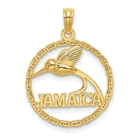 Nakit od žutog zlata od 14 karata Jamajka s privjeskom za ptice okruglog okvira