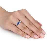 Donje prsten Miabella s plavim сапфиром T. G. W. u karatima i dragulj T. W. u karatima od bijelog zlata 10 karata