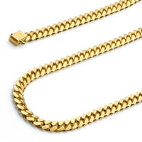 14k žuto zlato, Polirana krupna ogrlica s kubanskim konkavnim lancem u stilu Miami-26
