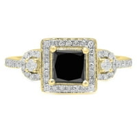 Kolekcija DazzlingRock 1. Carat 10k princeza i okrugla crno -bijeli dijamantni zaručnički prsten, žuto zlato,