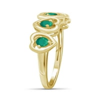 Carat T.G.W. Smaragd 14k zlato preko srebrnog srčanog prstena
