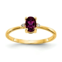Prsten od žutog zlata s dijamantima i rodolitnim granatom od netaknutog karatnog zlata