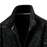 Muške jakne u A-listi, Plišana jakna od javorovog lišća s printom od flisa, kaput s džepnim ovratnikom
