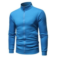 Muška jakna BBC, jednobojna osnovna jakna s dugim rukavima s prednjim ramenima, kardigani u plavoj boji,