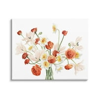 Stupell Industries Minimalno isprepleteno narančasto bijeli cvjetni buketi slika galerija omotana platno print