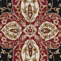Jednostavan za čišćenje tepih s cvjetnim obrubom, crno-crveni, 9'12'