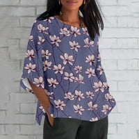 Ženska moda s kratkim rukavima s okruglim vratom, široka ležerna majica s printom, ženski vrhovi