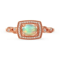 Carski dragulj ružičasto zlato 10K okrugli rez Etiopski Opal s dijamantom od 18k ženski prsten
