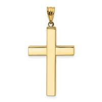 Šuplji privjesak od žutog karatnog križa od netaknutog zlata s kabelskim lancem