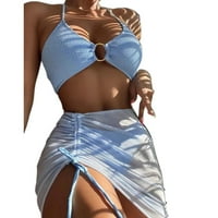 Ženski bikini kupaći kostimi s prstenom na naramenice i suknjom od rta