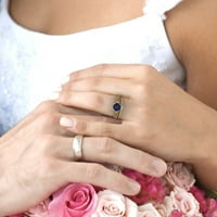 1. dijamant okruglog reza s imitacijom plavog safira u žuto-bijelom zlatu od 14 karata s naglascima vjenčani set