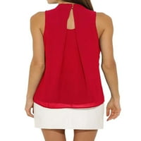 2. T / ženski ljetni top bez rukava, majice s naramenicama, ležerna svečana jednobojna bluza u ciglastoj crvenoj