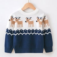 Pleteni kardigan džemper za djecu, dječake i djevojčice, božićni jeleni s uzorkom, zimski topli pleteni džemper,