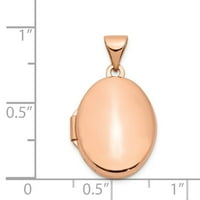 Nakit jednostavan ovalni medaljon od ružičastog zlata od 14 karata s poliranjem