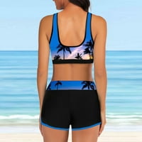 Ženski kupaći kostim kupaći kostimi s printom kupaći kostim digitalni set odjeće za plažu bikini s visokim strukom