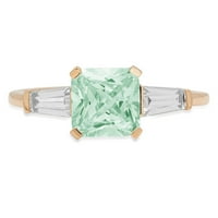 1,62CT kvadratni smaragdni izrezani zeleni simulirani dijamant 18K Žuto zlato Izjava za angažman Angažiranje vjenčanja