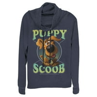 Junior's Scooby Doo Puppy Circle Cowl Neak Neakhirt Navy Blue Large