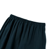 Liacowi ženske ležerne pamučne lanene elastične labave hlače za obrezane hlače plus veličina