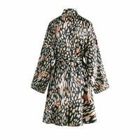 Pidžama za žene postavljene tiskane plus veličine kimono ogrtač prekrivaju leopard tiskanu odjeću za spavanje