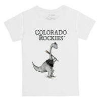 Mladi sitna repa bijela majica logotipa Colorado Rockies Bronto