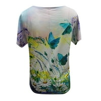 Odjeća povratna košulja za ljetne tiskane majice za žene Leisure v Neck labave fit bluza bluza trendi izlazeći