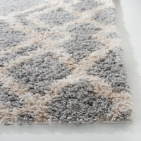 Geometrijski plišani tepih od paperja, 2' 6', krem siva