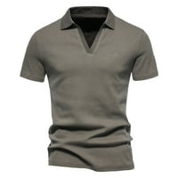 Majice za muškarce modne majice s dubokim izrezom u obliku slova U u obliku slova u, kratkih rukava, pamučna rastezljiva