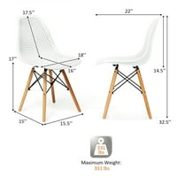 Moderna stolica za blagovanje za ured i dom s mrežastim dizajnom, drvene noge u bijeloj boji
