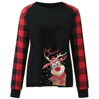 Božićne košulje za žene pad moda raglan dukserica dugih rukava buffalo plad božićni tisak vrhovi