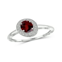 Jewelersclub Garnet prsten nakit za rođeni kamen - 1. karat granat 0. nakit od srebrnog prstena s bijelim dijamantnim