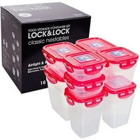 Lock & Lock set za skladištenje hrane za gniježđenje od 18 komada s poklopcima za zaključavanje nepropusnih