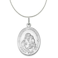 Karat u karats sterling srebro poliranom završnom obrasnom rodiju privjesku sv. Joseph medalja s ogrlicom lanca