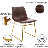 Stolica za blagovaonski stol, stolica za blagovanje sa srednjim naslonom s bazom za sanjke od tamno smeđe umjetne
