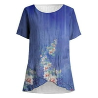 Ženski ljetni vrhovi modni kratki rukavi modni ljetni kauzalni tisak kratkih rukava okrugli vrat gornji dio bluze