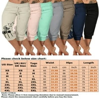 Ljetne Capri hlače Za Žene, Ležerne hlače do koljena, elastične hlače u struku i kaki hlače u boji