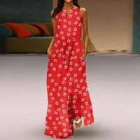 Summer Maxi Sundress s džepom za žene prodaje cvjetni print fit rukavi bez rukava boho v vrat sunčanica za djevojčice
